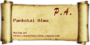 Pankotai Alma névjegykártya